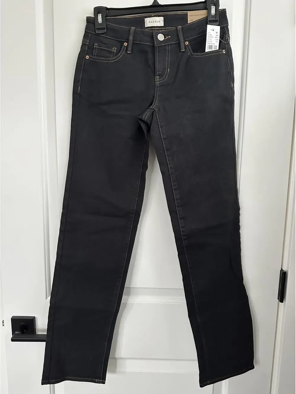 Pacsun Stretch Black Low Rise Straight Leg Jeans NWT Dominique Size 24